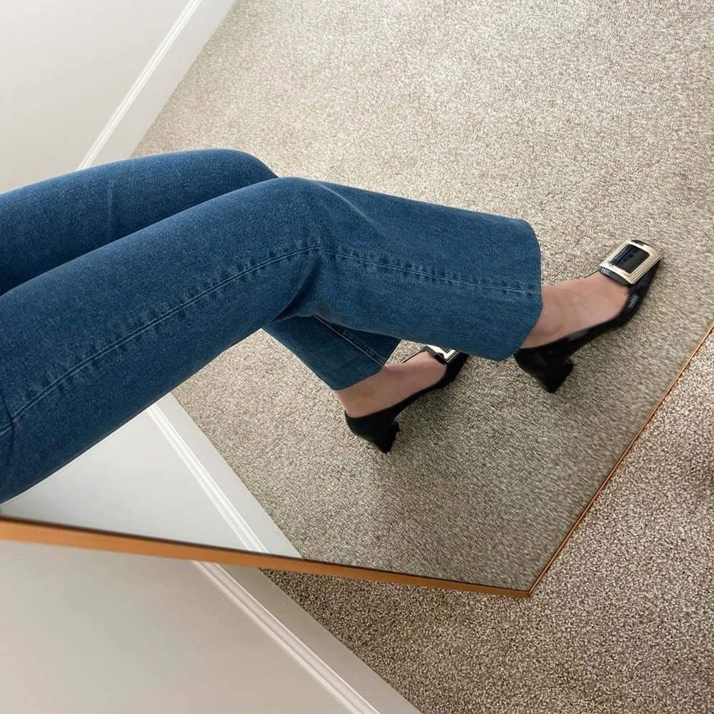 🍉RAG & BONE High Rise Straight Stretchy Jeans Crop Medium Wash Blue - Picture 7 of 16